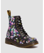 Dr Doc Martens Black Vtg Floral Backhand Leather 1460 Pascal Boots Women... - $119.99