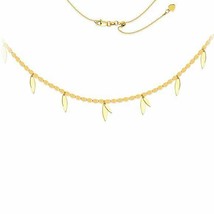  14K Solid Gold Valentino Chain Dangle Leaf Choker Necklace Adjust 17&quot; -... - $576.84