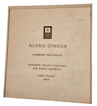 Alpha Omega Sunshine Valley Vineyard Wooden Wine Box With Hinged Lid Emp... - £39.17 GBP