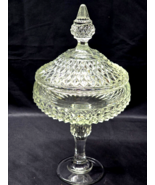 Vintage INDIANA GLASS 12&quot; Covered Compote DIAMOND POINT - Clear Glass Ca... - $21.57