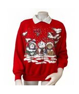 Nutcracker Collared Christmas Cat Sweatshirt Womens XL 80s Puffy Paint G... - €24,73 EUR