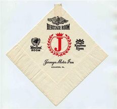Jermyn Motor Inn Napkin Scranton Pennsylvania International Heritage Key... - $11.88