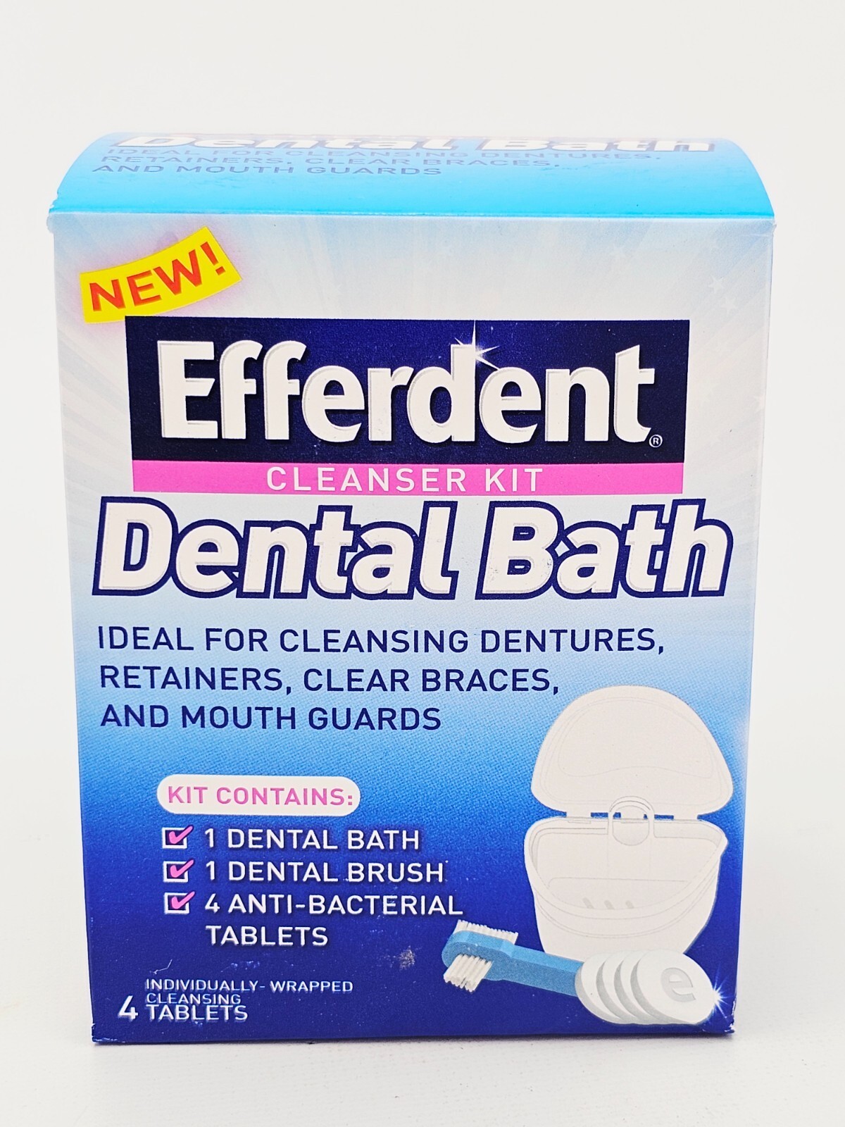 Efferdent Cleanser Kit Dental Bath Brush Clean Dentures Retainers 4 Ct T... - $11.77