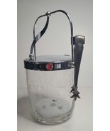 Japan Noritake Sasaki Glass Ice Bucket with Hinged Lid Bamboo Leaf Etched - $42.00