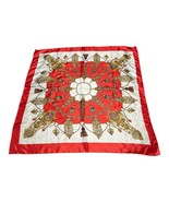Vintage 1980s Berkshire Red & Gold Baroque Scarf – Made in Korea – 34" Square Po - $23.00