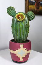 Western Faux Yellow Flowering Cactus Succulent Plant in Navajo Vector Pot Decor - £19.13 GBP