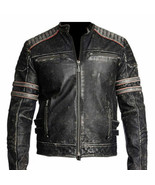 MEN&#39;S BIKER VINTAGE RETRO MOTORCYCLE CAFE RACER MOTO DISTRESSED LEATHER ... - $177.78 CAD