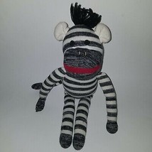 Zebra Sock Monkey Plush World Market 16&quot; Stuffed Animal Toy Baby Lovey 2005 FLAW - £26.93 GBP