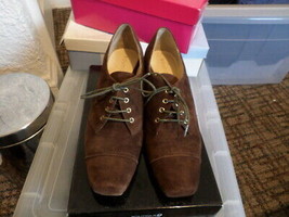 Boutique 9 Brown Suede Square Toe Lace Up Heels Size 8 - £19.75 GBP