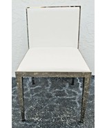 Nuevo Rennes White Leather Polished Stainless Steel Chrome Framed Side C... - $543.31 CAD