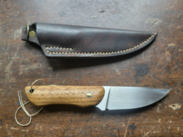 7&quot; Damascus Steel Hunting Skinning Knife Wood Handle With Leather Sheath - $41.63 CAD