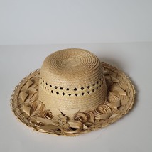Women Natural Straw Summer Hat Size 50 cm ( S )  Handmade Guatemala #08 - £5.40 GBP