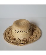Women Natural Straw Summer Hat Size 50 cm ( S )  Handmade Guatemala #08 - £5.34 GBP