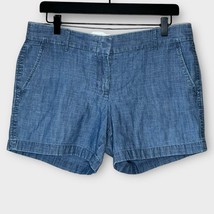 J. CREW cotton chambray flat front shorts size 8 preppy summer casual beach - £16.74 GBP