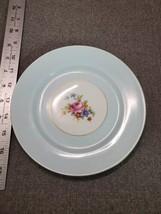 ABJ GRAFTON BLUE LUNCH PLATE SMOOTH EDGE ROSE BOUQUETS BONE CHINA ENGLAND - £8.22 GBP