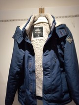 Womens Blue Size XS Hollister California Hooded Fur Trimmed Parka Jacket VGC - £22.60 GBP