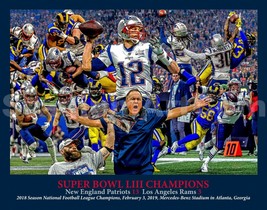 New England Patriots Super Bowl Champions Tom Brady Belichick 2019-17-15 Art - £19.65 GBP+