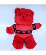Vintage Mervyn&#39;s Red Teddy Bear Plush Knit Hearts Sweater Stuffed animal... - €12,76 EUR