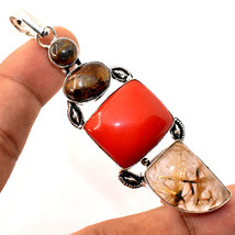 Red Coral Tiger&#39;s Eye Rutile Gemstone Handmade Pendant Jewelry 3.30&quot; SA 5904 - £5.17 GBP