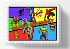 Comics Super Hero Edible Image Personalized Kids Birthday Party Cake Topper - $15.16+