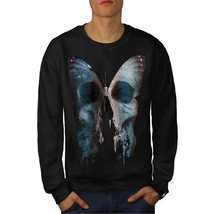 Wellcoda Butterfly Skull Face Mens Sweatshirt, Bone Casual Pullover Jumper - £23.90 GBP+