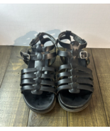 WONDER NATION Black Strappy Flat Sandals Girls Youth 13 - $5.00