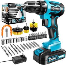 Saker Cordless Drill Set, Brushless 20V Electric Drill with Drill Bits,, Screws - $46.99