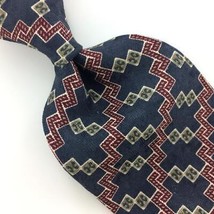 Claiborne Usa Tie Geometric Zigzag Rust/BLUE Maroon Silk Necktie Ties I7-786 - £12.50 GBP
