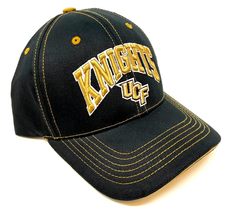 National Cap Captain UCF Knights Text Logo Black Curved Bill Adjustable Hat - £23.46 GBP