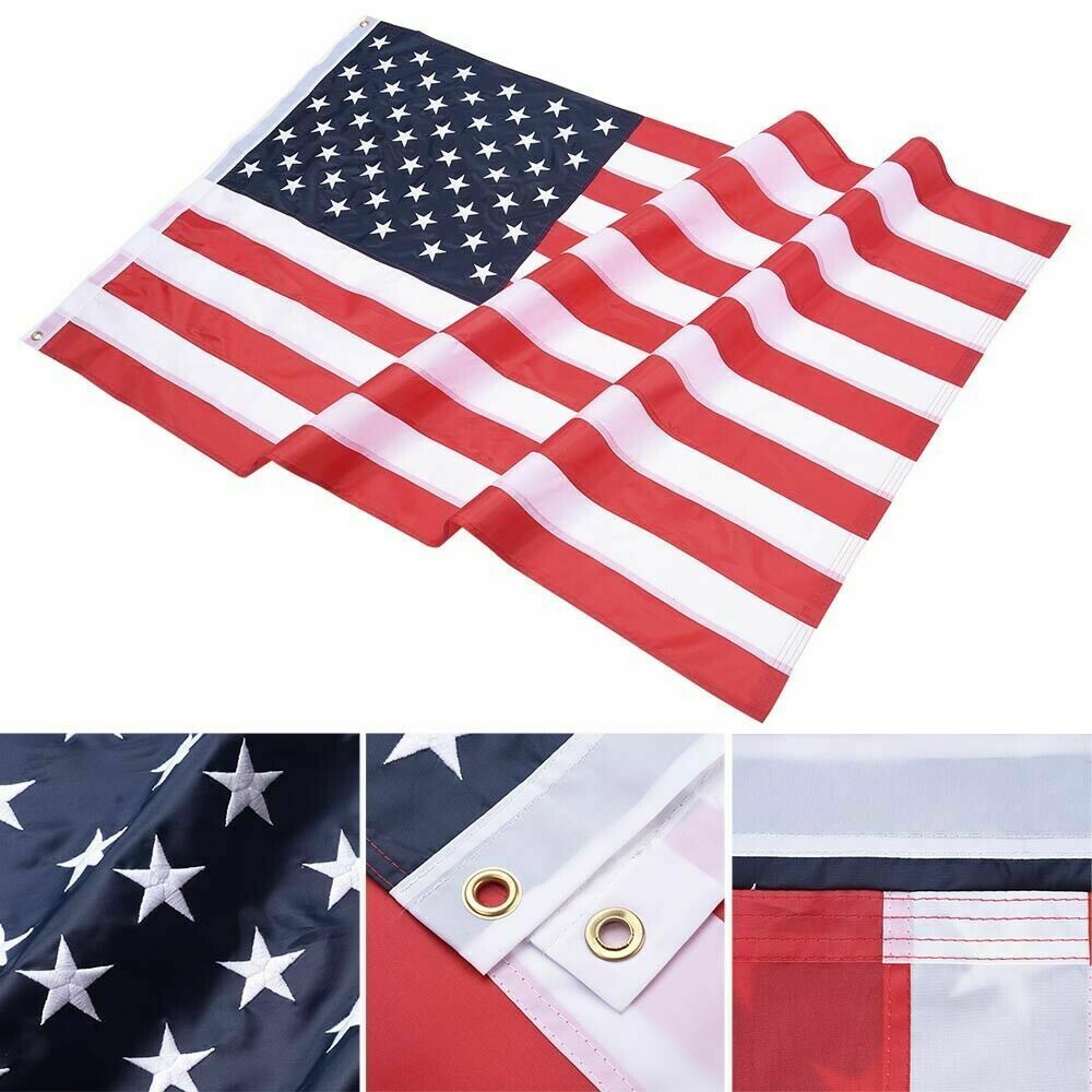 3&#39;x5&#39; FT American Flag USA US U.S. Embroidered Stars Sewn Stripes Brass ... - $11.98