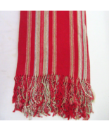 Herringbone Stripe Red Multi 50 x 70 Fringed Throw Blanket - £31.17 GBP