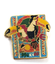 Mexico Mexican Parrot Birds Ring Sun Enamel Pin Souvenir Blue Black Red ... - $9.99