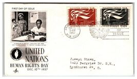 Scott #UN 3c &amp; 8c 1957 United Nations Human Rights Day First Day Cover FDC - $8.09