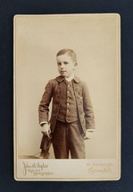 antique PHOTOGRAPH cleveland oh DICK BARNARD boy suit ryder photographer  - £37.76 GBP