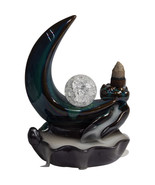 Glossy Black Crescent Moon with Crystal Ball Backflow Incense Burner! - $34.89 CAD