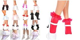 LADIES WOMENS GIRLS SEXY 50'S VINTAGE OPAQUE FRILLY LACE TOP BOBBY SOCKS... - $11.42