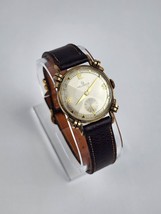 Vintage Helbros 10k RGP Men&#39;s 17j Manual Watch Sub Dial Twisty bezel leather - £170.15 GBP