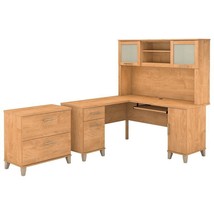 Furniture Somerset 60W L Shaped With Hutch And File Cabinet In Maple Cross - £1,664.58 GBP