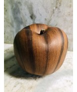 Brown Wooden Style Ceramic APPLE Farmhouse Country Carved 5x5Inches - $14.73
