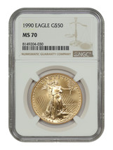 1990 $50 Gold Eagle NGC MS70 - $50 Gold Eagles - $5,092.50