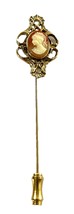 Vintage Cameo Stick Pin – Gold Tone Filigree Lapel Brooch with Classical... - $17.95