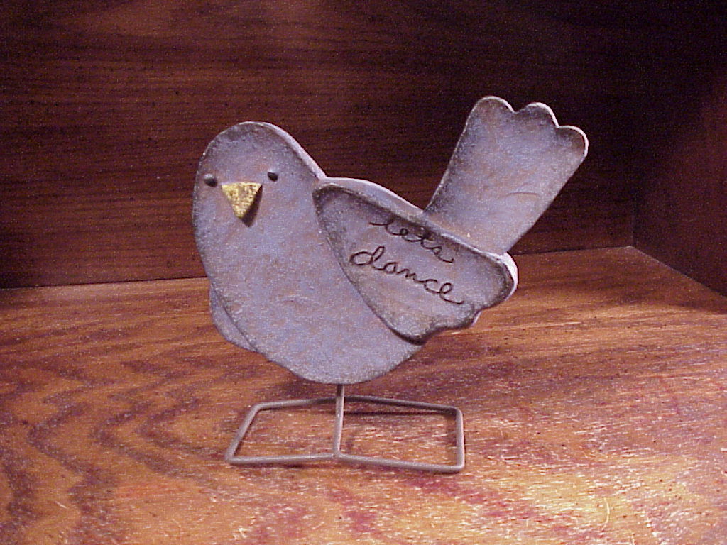 Vintage Metal Blue Bird with LETS DANCE Message, Garden Decoration - £7.07 GBP