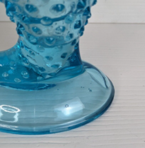 Fenton Art Glass Blue Opalescent Hobnail Glass Cornucopia Candleholder Vase Horn - £19.54 GBP