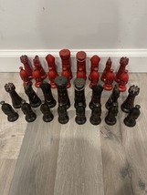 Vintage Duncan 32 Piece Glazed Ceramic Felt Bottom Chess Set Game Pieces - $92.22