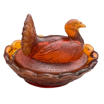 Vintage Bernard Boyd Glass Nutmeg? Hen Turkey On Nest 2.5&quot; Fifth Five Years - £53.76 GBP