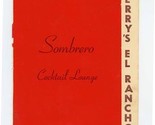 Jerry&#39;s El Rancho Sombrero Cocktail Lounge Drinks Menu Rochester New Yor... - £21.67 GBP