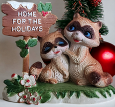 Vintage Home For The Holidays Raccoon Couple Plastic Figurine Hong Kong ... - $11.67