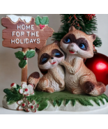 Vintage Home For The Holidays Raccoon Couple Plastic Figurine Hong Kong ... - $16.19 CAD