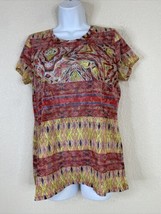 Hannah Womens Size M Mosaic Rhinestone Leightweight Knit T-shirt Short S... - $7.08