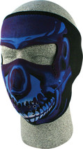 Zan Headgear Adult Full-Face Neoprene Mask Blue Chrome Skull WNFM024 - £11.44 GBP
